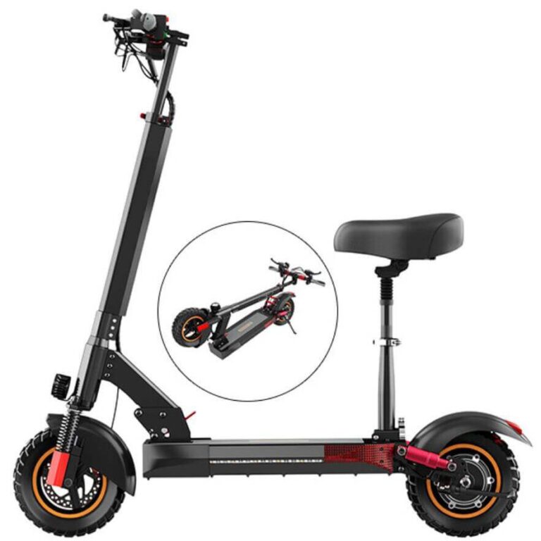 Folding Electric kick scooter with seat, 24-48V lithium battery, 3 way shock absorption