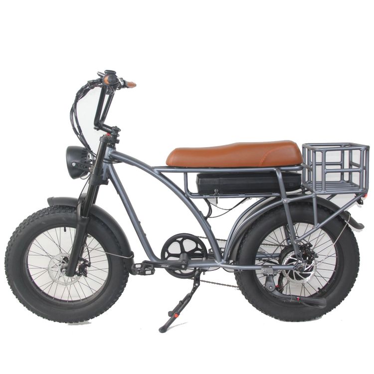 20 inch off-road electric bicycle, 48V lithium battery assisted pedals, wide tires, with backseat basket